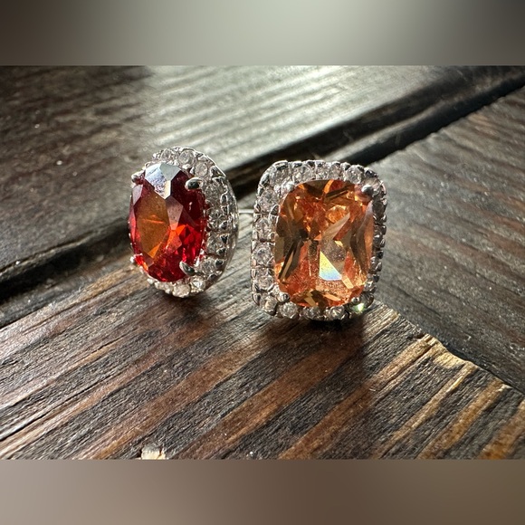 Sterling size 7 double stone ring - Picture 6 of 12